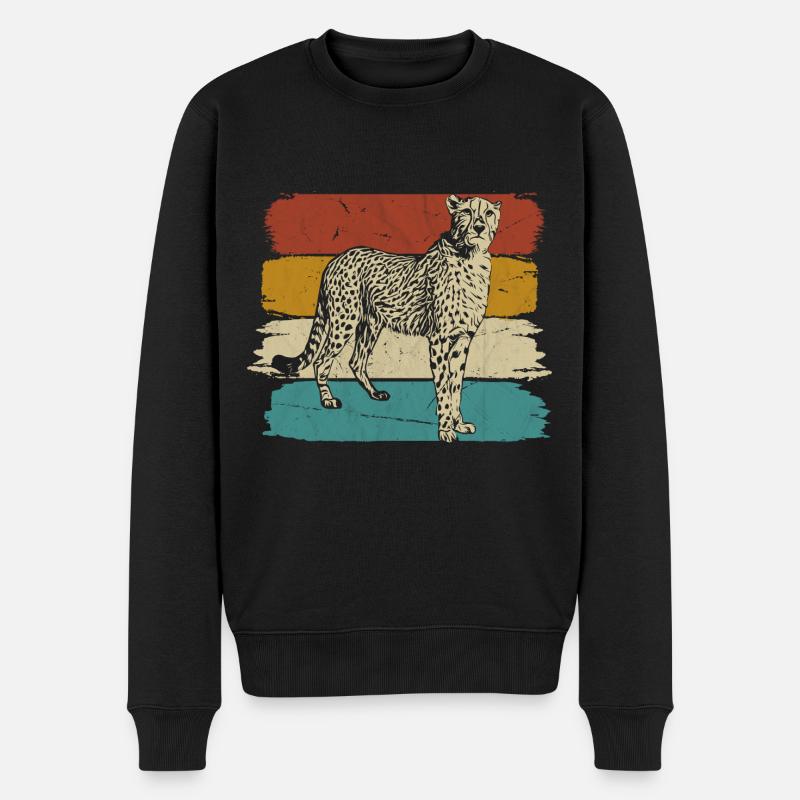 Guépard faune rétro - Pull Premium bio Homme - noir