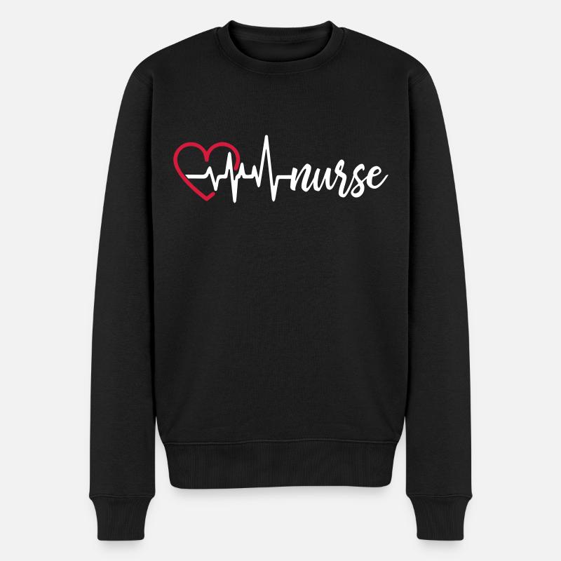 Heart Beat Nurse - Männer Premium Bio Pullover - Schwarz