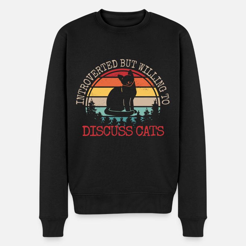 Introverted But Willing To Discuss Cats - Männer Premium Bio Pullover - Schwarz