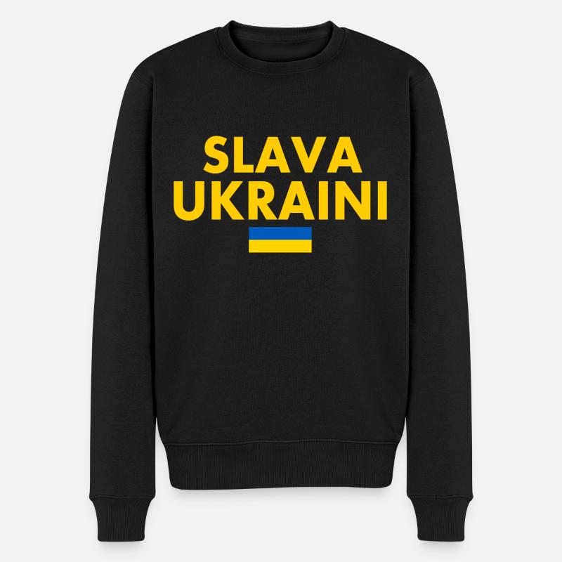 Slava ukraini - Männer Premium Bio Pullover - Schwarz