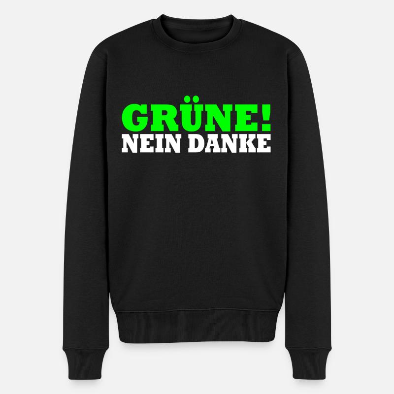 Grüne Nein Danke - Männer Premium Bio Pullover - Schwarz