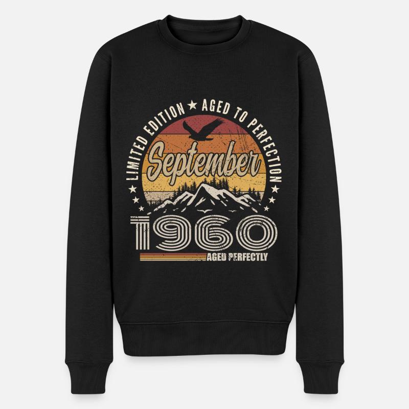 Geboren im September 1960 - Geburtstag September 1960 - Männer Premium Bio Pullover - Schwarz
