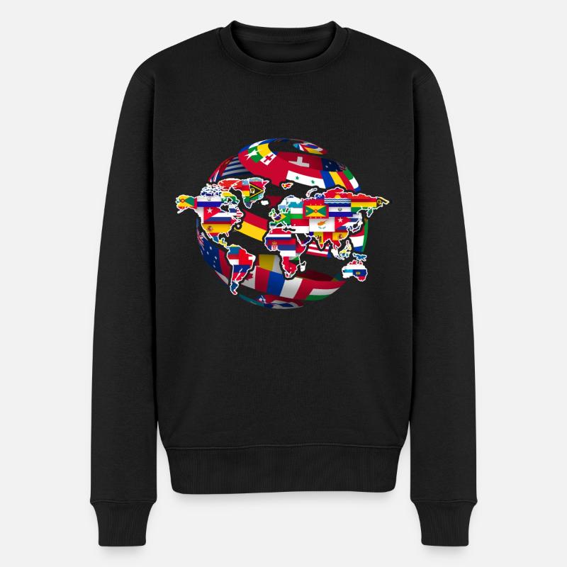 Carte Globe Travel Drapeaux cadeaux - Pull Premium bio Homme - noir