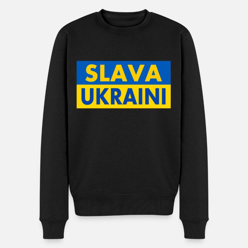 Slava ukraini - Männer Premium Bio Pullover - Schwarz