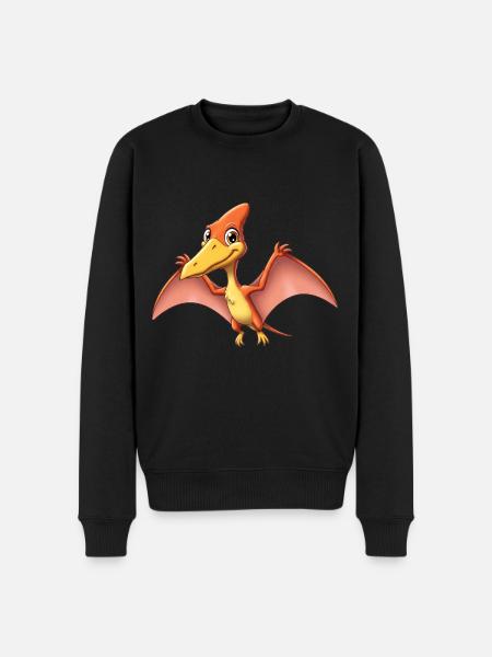Dino Cartoon Pterodactyl - Men's Premium Organic Jumper - black