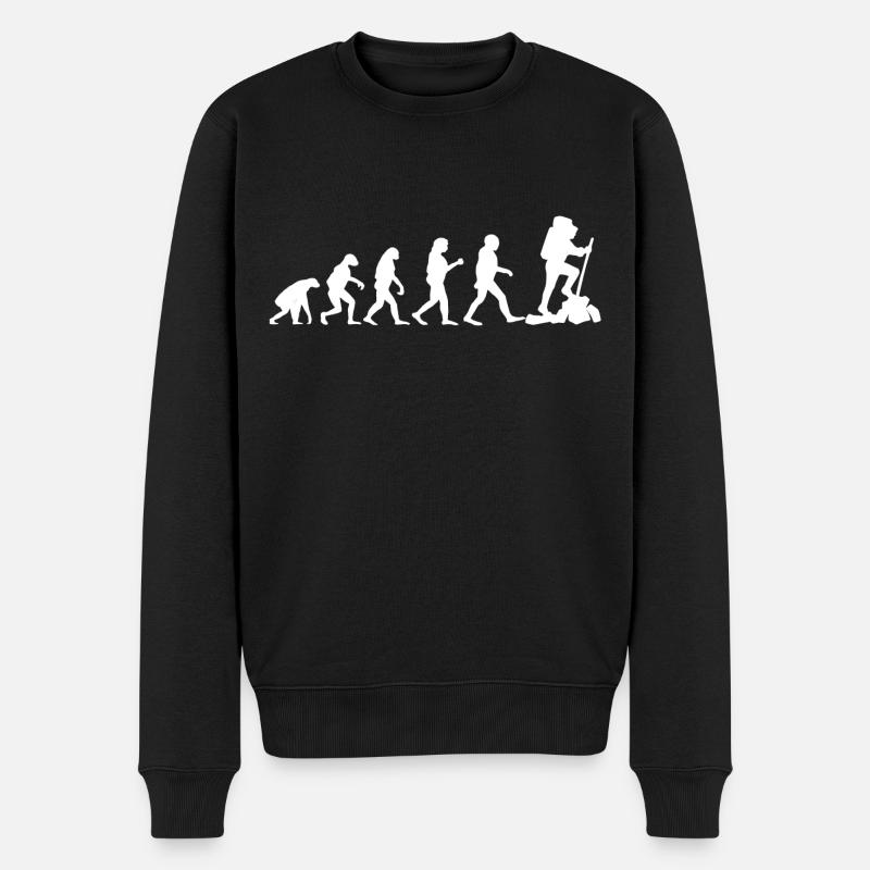 Evolution Hiking Wandern - Männer Premium Bio Pullover - Schwarz