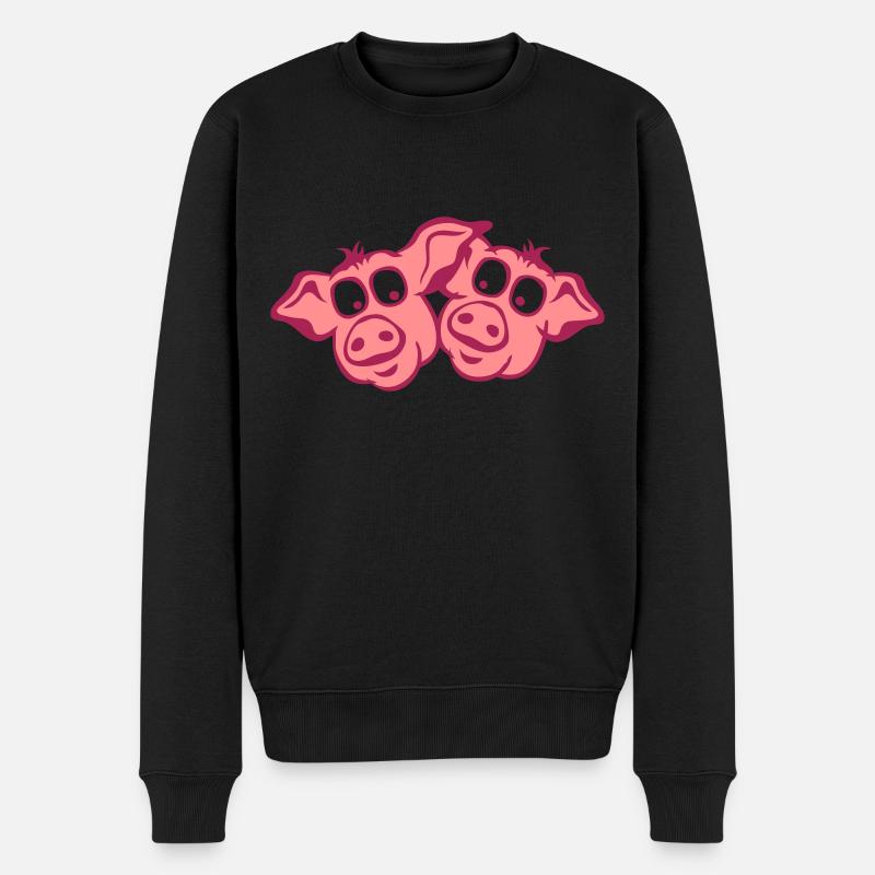 Schwein - Männer Premium Bio Pullover - Schwarz