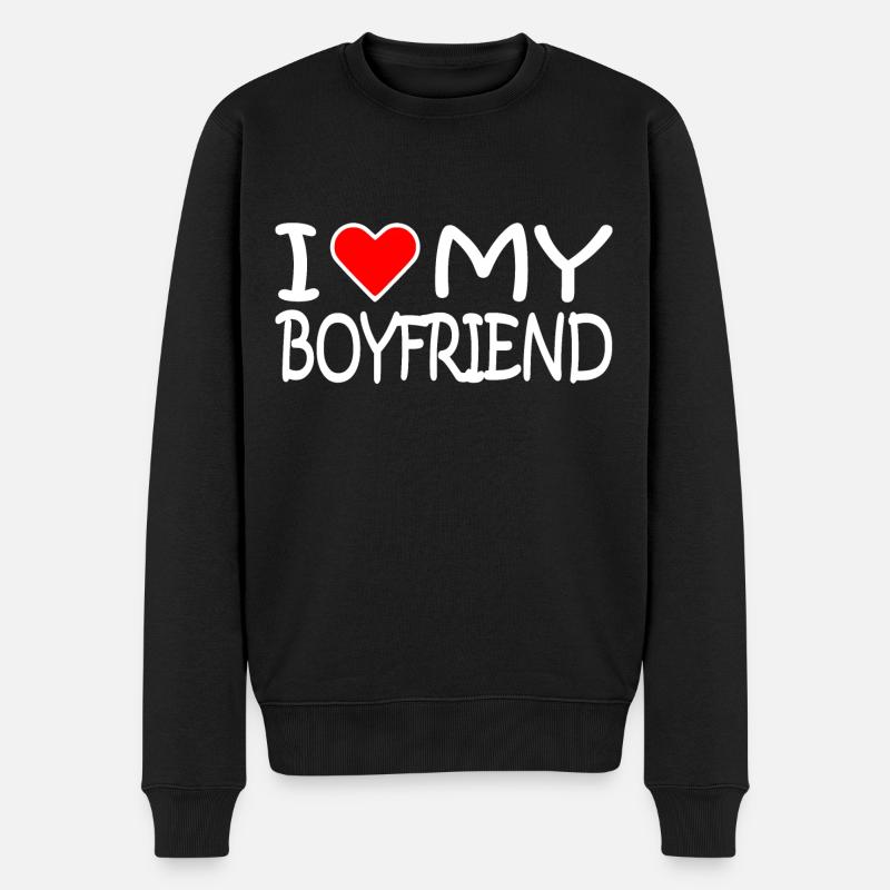 I love my boyfriend - Männer Premium Bio Pullover - Schwarz