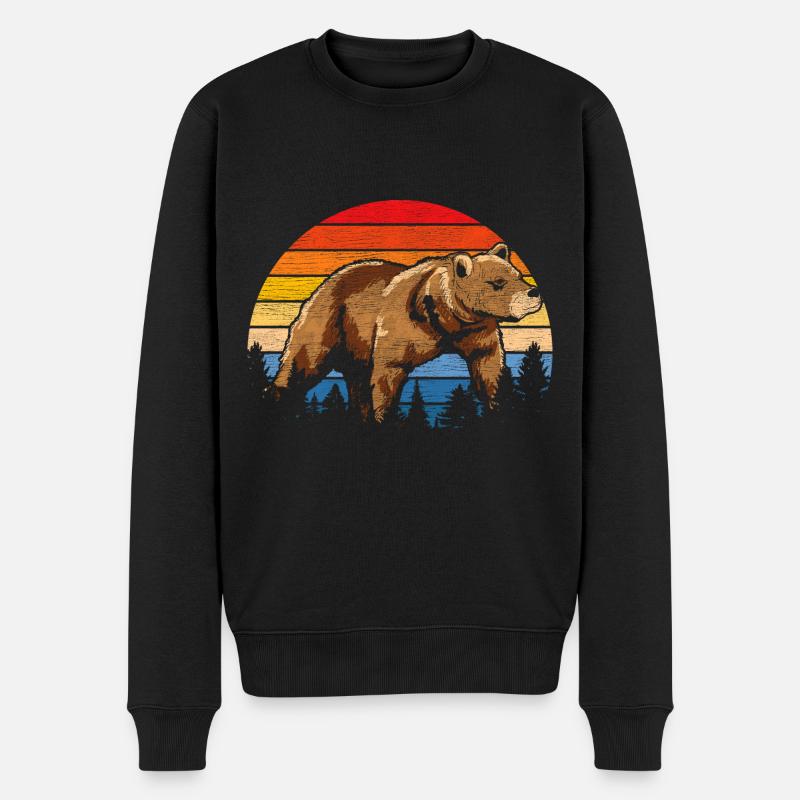 Ours rétro - Pull Premium bio Homme - noir
