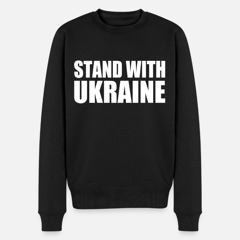 Stand with ukraine - Männer Premium Bio Pullover - Schwarz