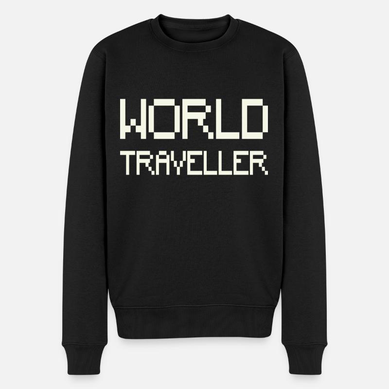 World Traveller - Männer Premium Bio Pullover - Schwarz