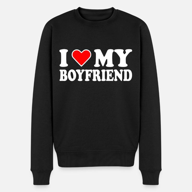 I love my boyfriend - Männer Premium Bio Pullover - Schwarz