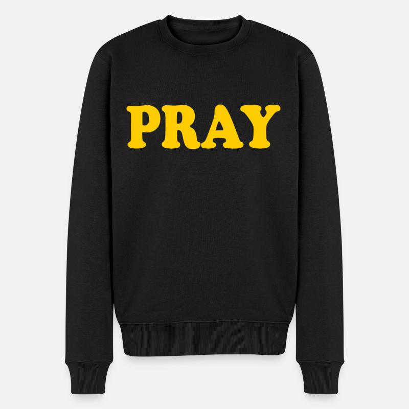 Pray - Männer Premium Bio Pullover - Schwarz