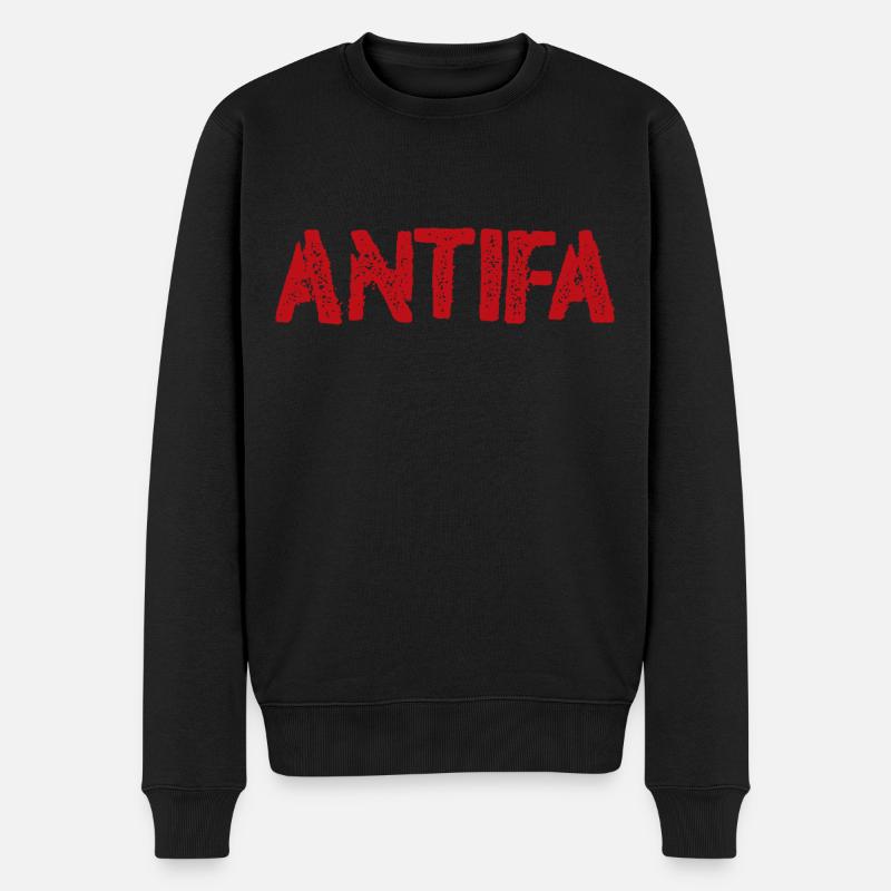 Antifa - Männer Premium Bio Pullover - Schwarz