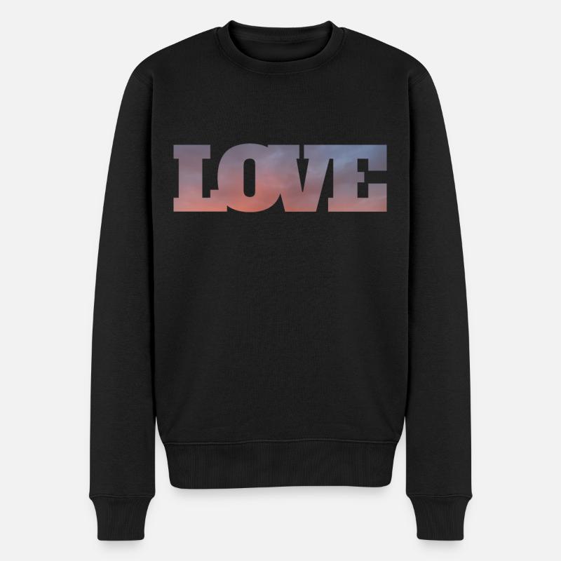 Nuages dans l’inscription amour - Pull Premium bio Homme - noir