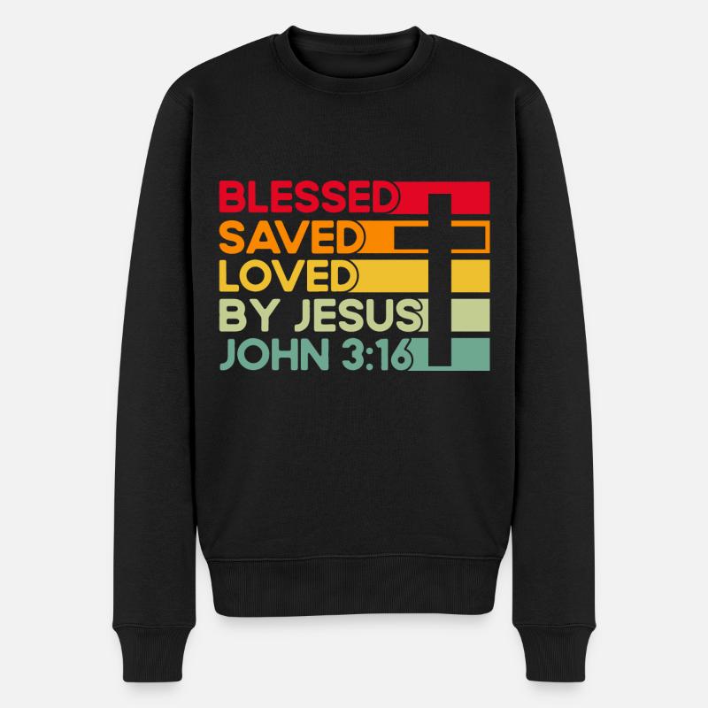 Verset biblique chrétien Don religieux - Pull Premium bio Homme - noir