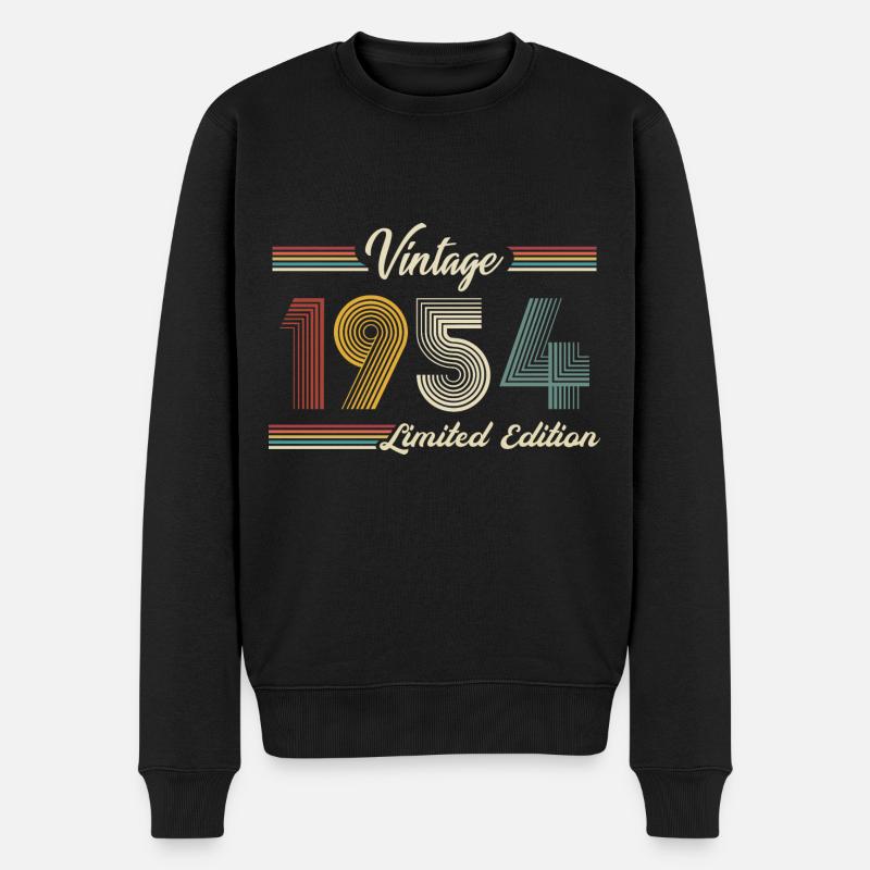 1954 Geburtstag geboren im Jahr 1954 Retro Vintage - Männer Premium Bio Pullover - Schwarz