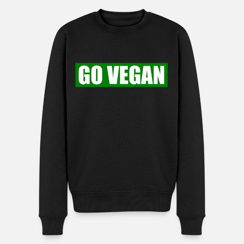Go vegan - Männer Premium Bio Pullover - Schwarz