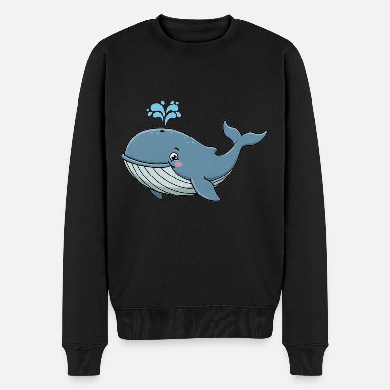 Tier Cartoon Buckelwal - Männer Premium Bio Pullover - Schwarz
