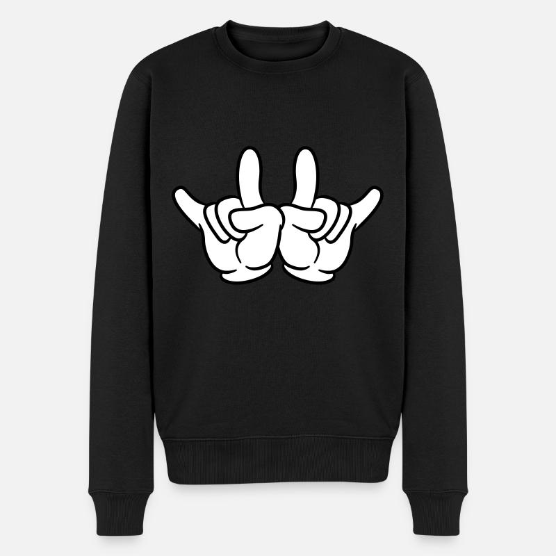 hand party comic - Männer Premium Bio Pullover - Schwarz