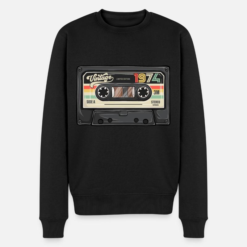 Vintage Kassette 1974 Retro Classic Geburtstag - Männer Premium Bio Pullover - Schwarz