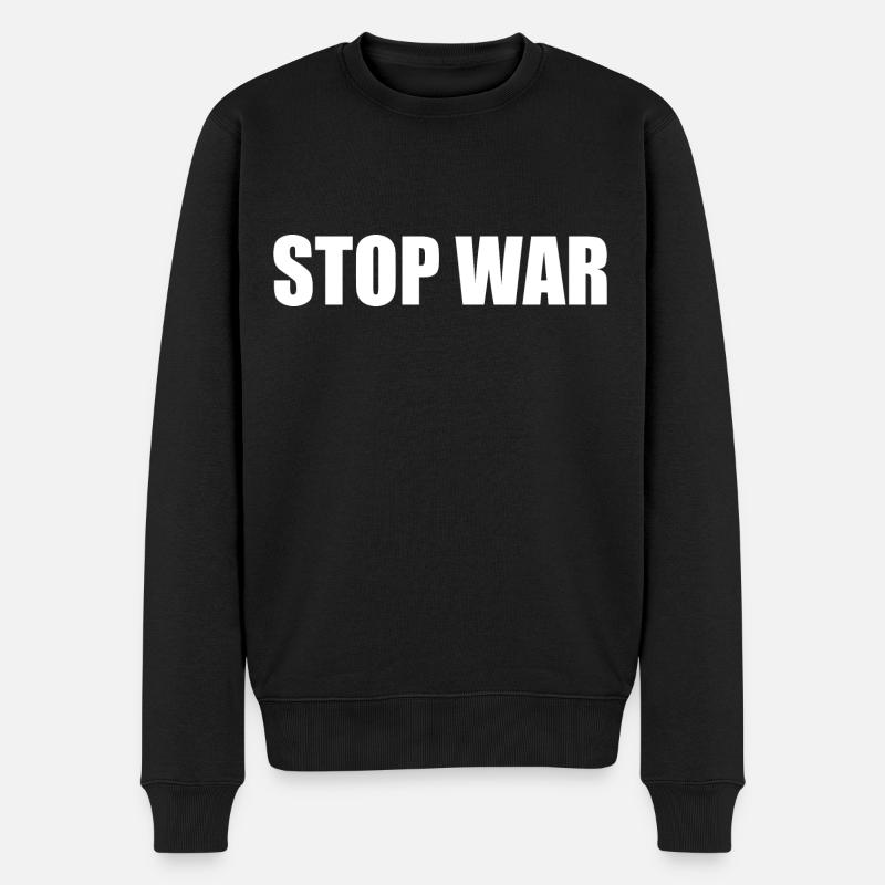 Stop war - Männer Premium Bio Pullover - Schwarz