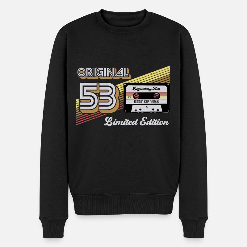 1953 Jahrgang Geburtstag Retro Vintage Geschenk - Männer Premium Bio Pullover - Schwarz