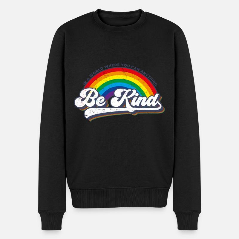 Be Kind LGBT Regenbogen - Männer Premium Bio Pullover - Schwarz