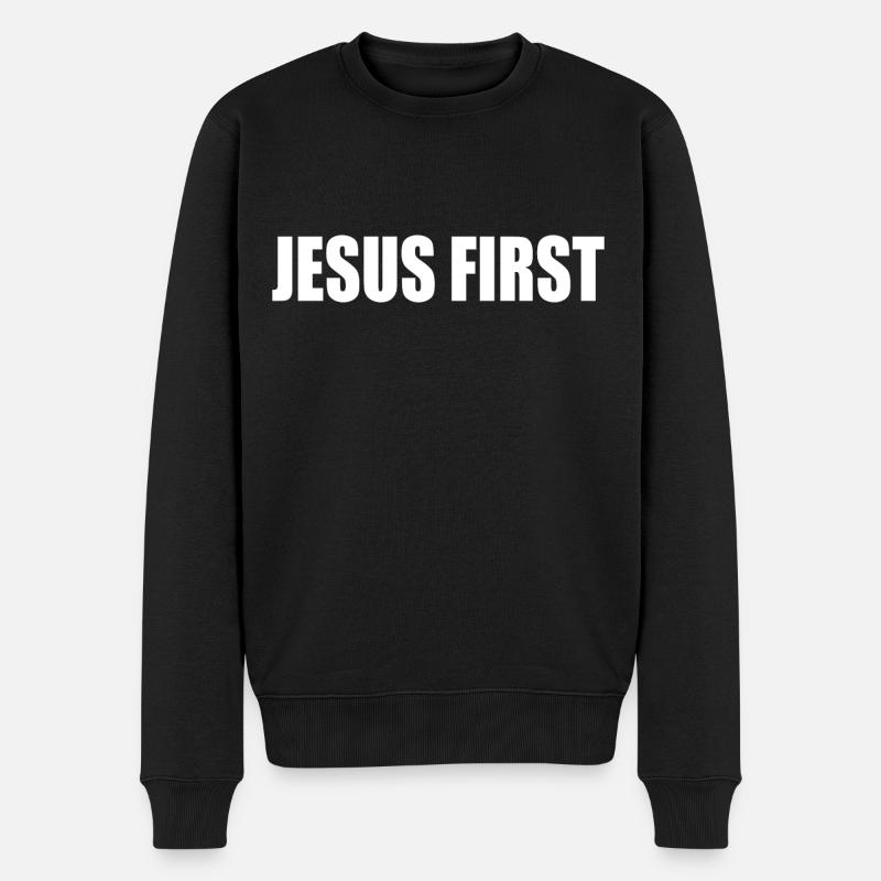 Jesus first - Pull Premium bio Homme - noir