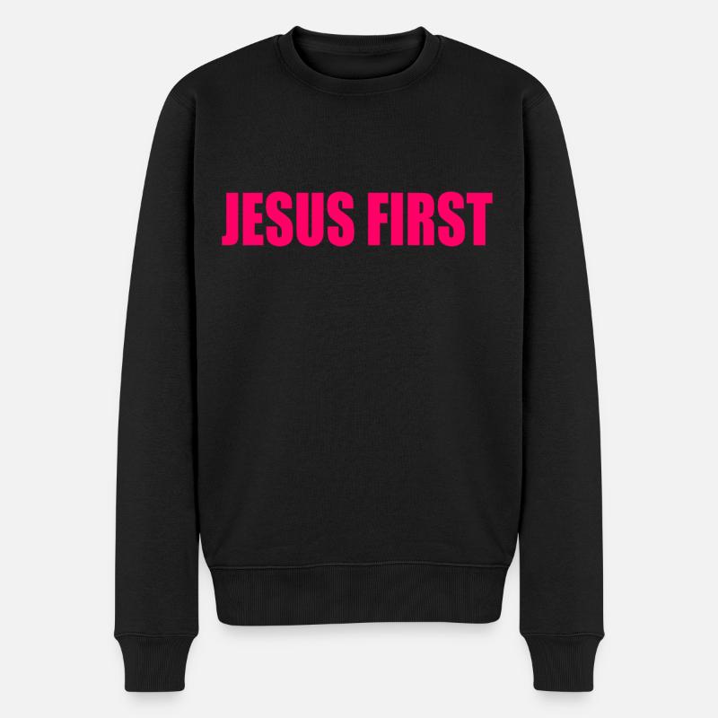 Jesus first - Pull Premium bio Homme - noir