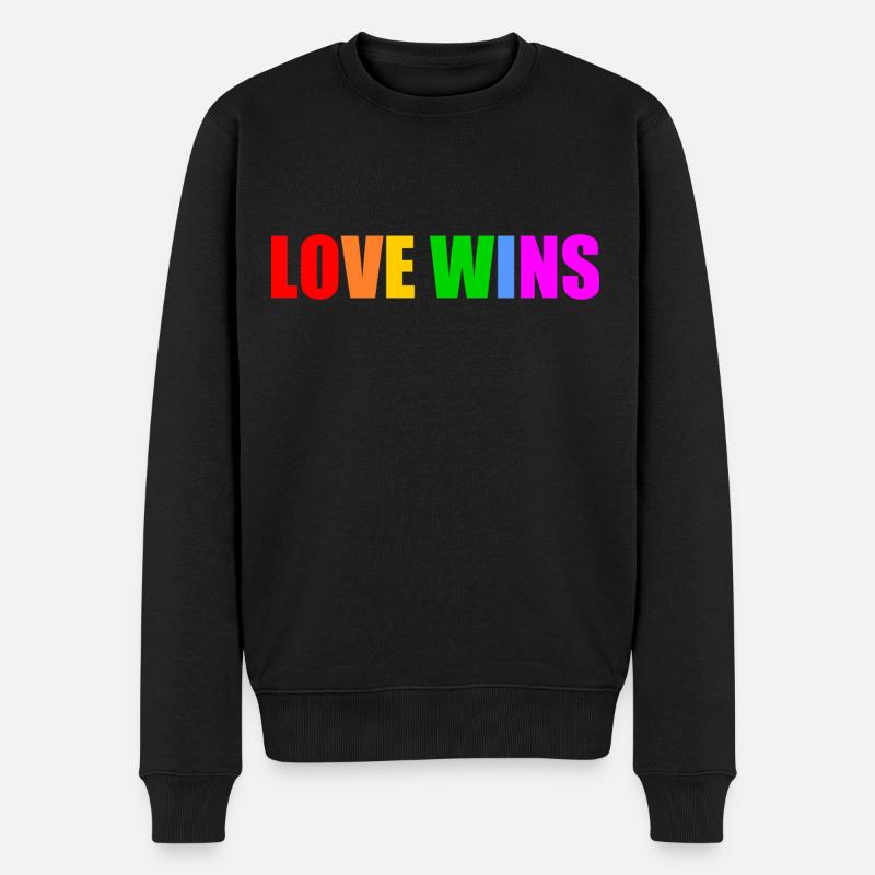 Love wins - Männer Premium Bio Pullover - Schwarz