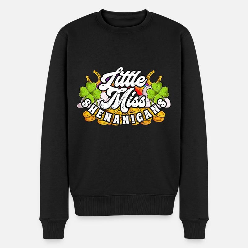 Little miss shenanigans St Patricks Day Woman - Männer Premium Bio Pullover - Schwarz
