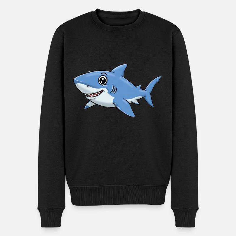 Dessin animé animalier requin - Pull Premium bio Homme - noir