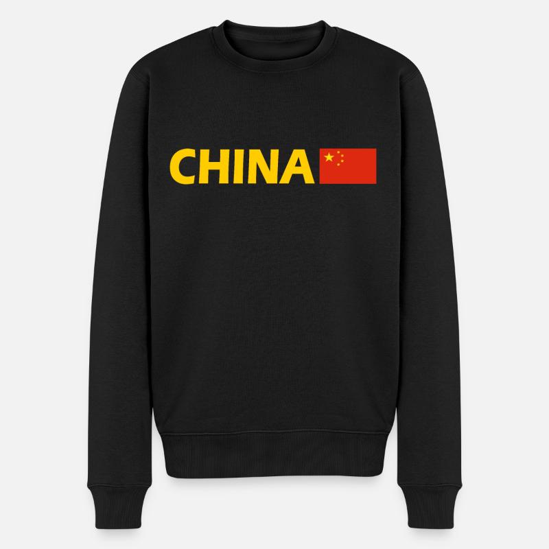 China - Männer Premium Bio Pullover - Schwarz