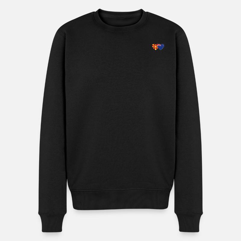 Macédoine Nouvelle-Zélande Drapeau Coeur - Pull Premium bio Homme - noir