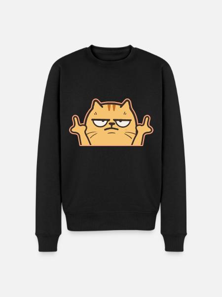 Middle Finger Cat - Men's Premium Organic Jumper - black