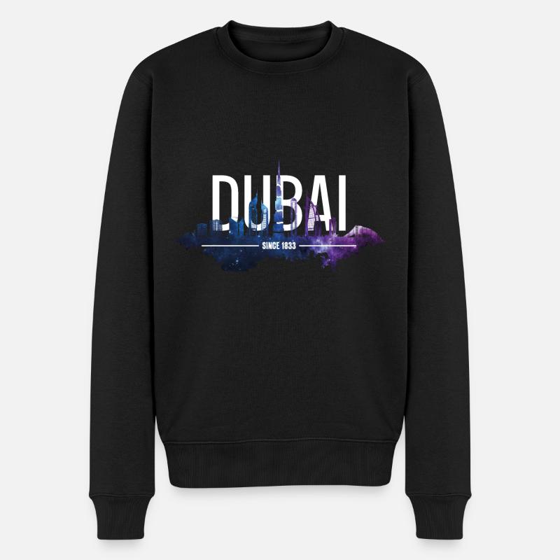 DUBAI SKYLINE KHALIFA - Männer Premium Bio Pullover - Schwarz