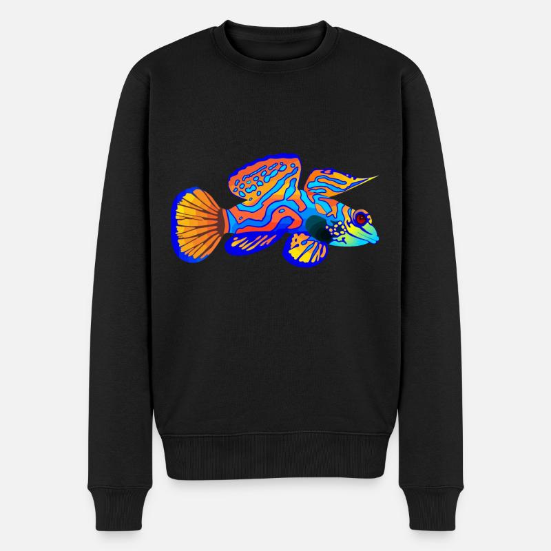 Poisson mandarin psychédélique : l’art océanien - Pull Premium bio Homme - noir
