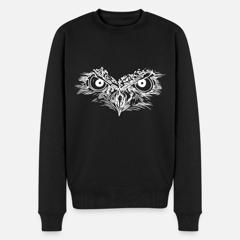 Yeux de hibou - Bec de hibou - Pull Premium bio Homme - noir
