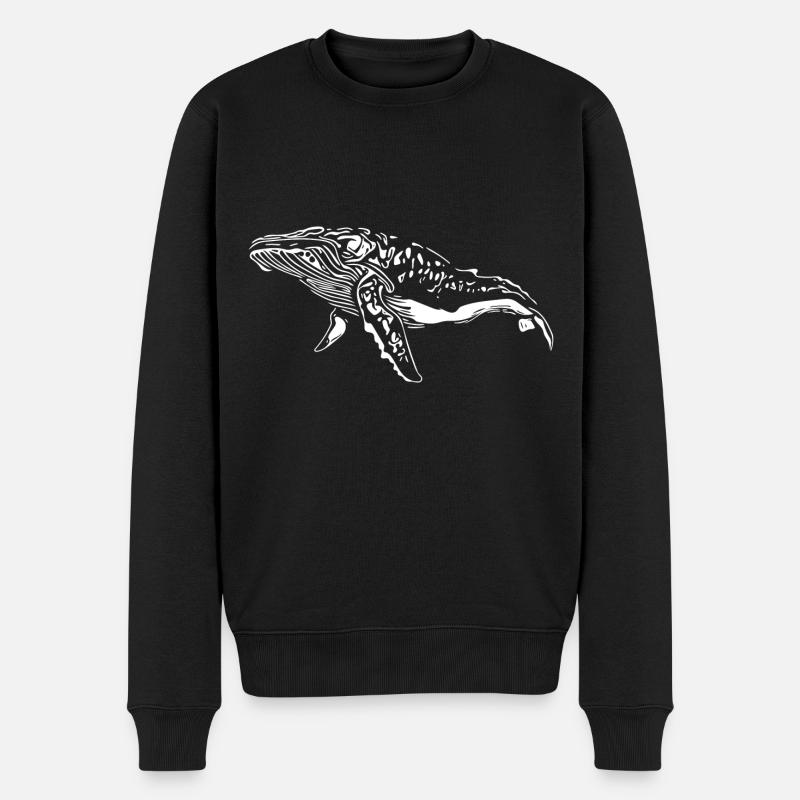 Wal Vintage Meerestier - protect against plastic - Männer Premium Bio Pullover - Schwarz