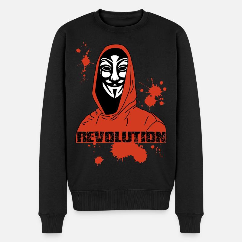 Anonymous et révolution rouge - Pull Premium bio Homme - noir