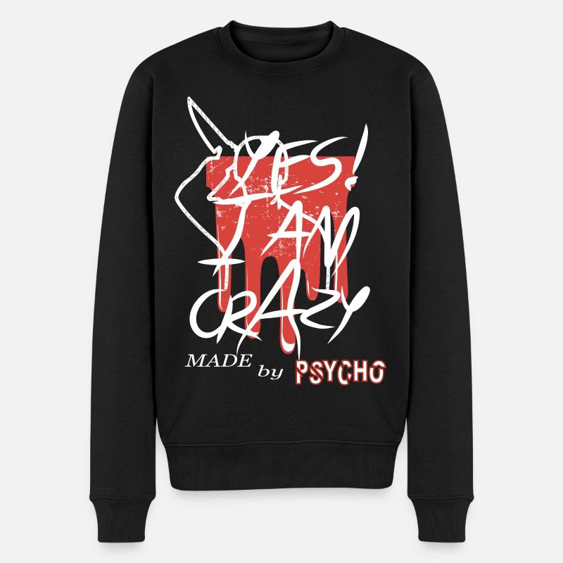 Ja ich bin Verrückt - Männer Premium Bio Pullover - Schwarz