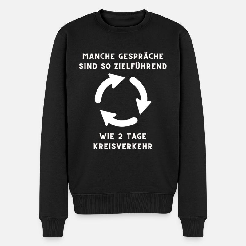 Zielgerichtete Gespräche vs Kreisverkehr - Männer Premium Bio Pullover - Schwarz