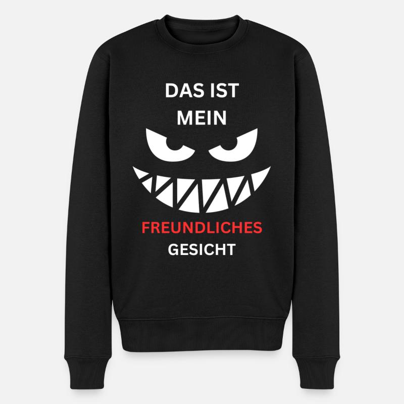 Freundliches Gesicht Grinsen - Männer Premium Bio Pullover - Schwarz