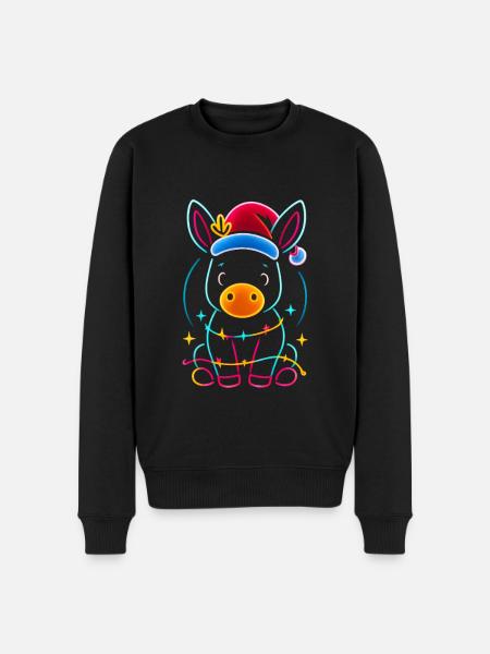 Donkey Elf Christmas Funny Gift - Men's Premium Organic Jumper - black