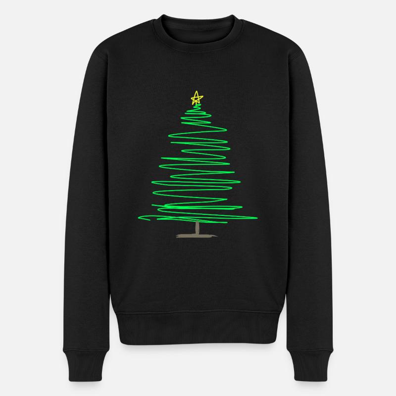 Grüner Spiraltannenbaum mit Stern - Männer Premium Bio Pullover - Schwarz