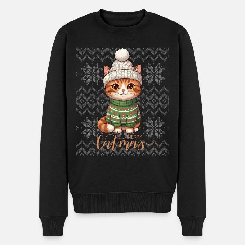 Kitten Christmas Knit Cozy - Männer Premium Bio Pullover - Schwarz