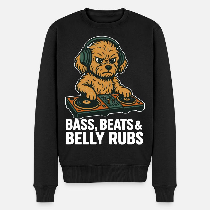 DJ Maltipoo: Bass, Beats & Belly Rubs Retro Design - Männer Premium Bio Pullover - Schwarz