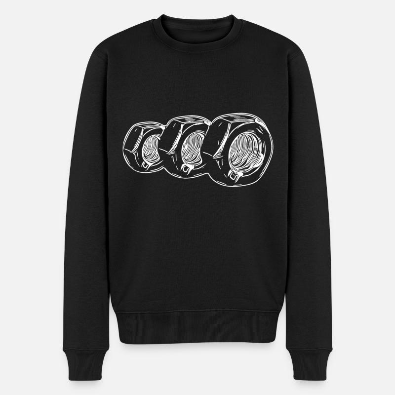 Drei stehende vintage Schraubenmuttern - Männer Premium Bio Pullover - Schwarz