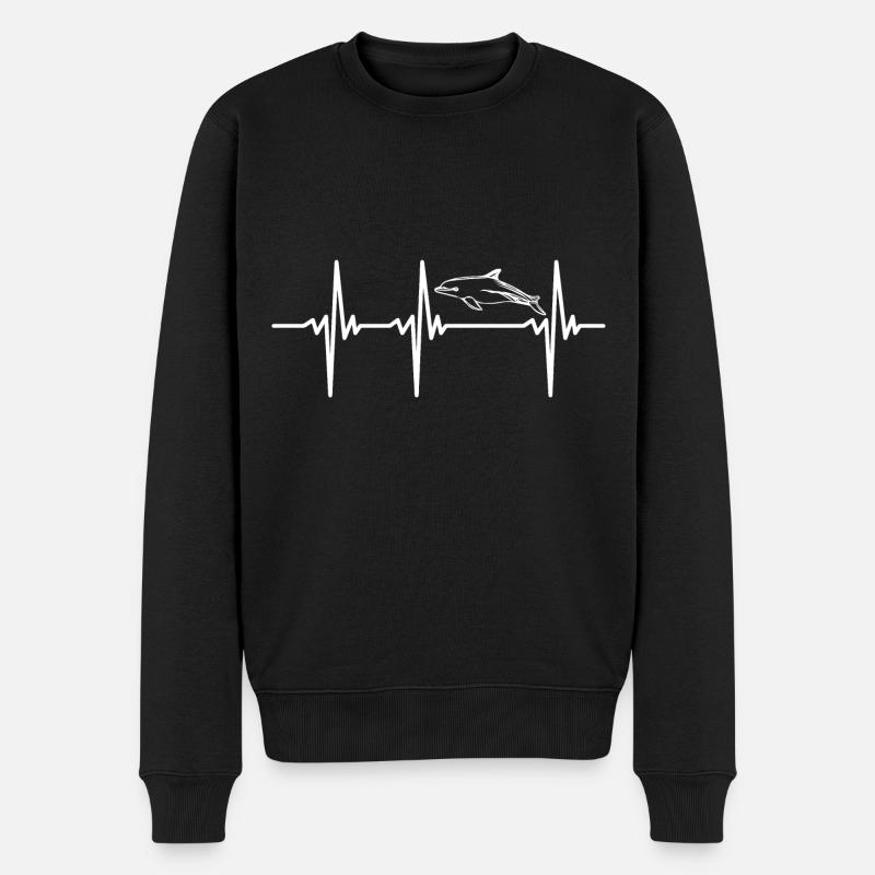 Herzschlag für Delphine - Männer Premium Bio Pullover - Schwarz